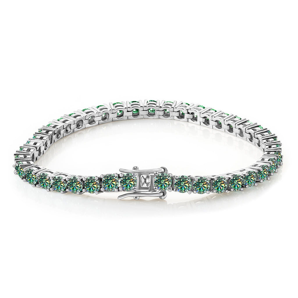DEF Color VVS Moissanite Tennis Bracelet – 4mm Round Brilliant | 925 Sterling Silver | GRA Certified