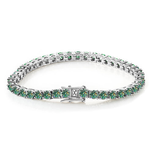 DEF Color VVS Moissanite Tennis Bracelet – 4mm Round Brilliant | 925 Sterling Silver | GRA Certified